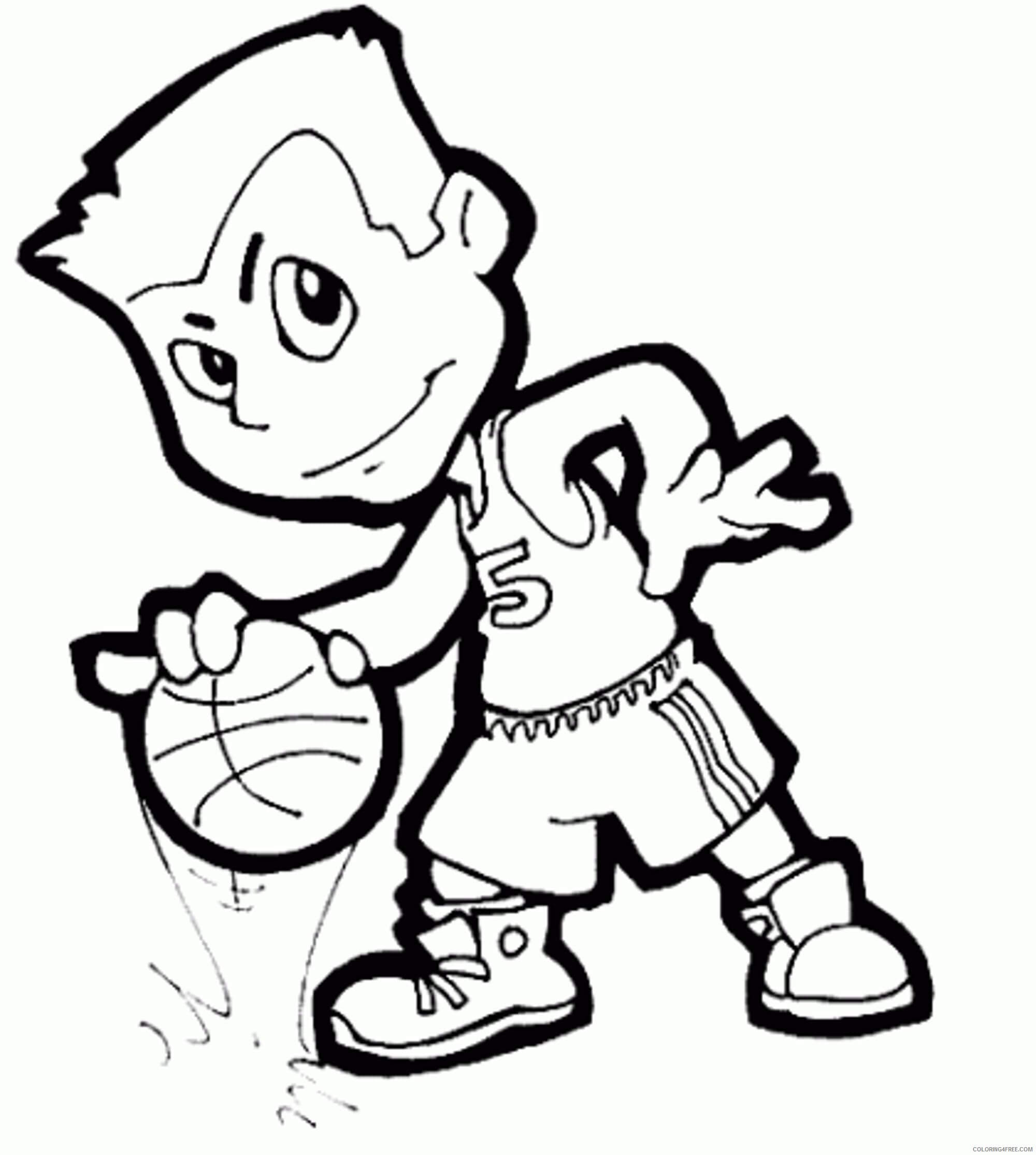 Dibujo de Dibujos Animados de Baloncesto para Colorear y Imprimir