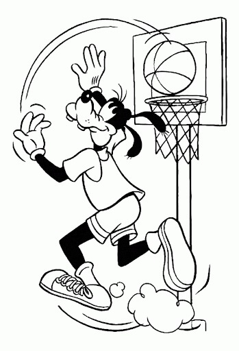 Dibujo de Goofy Jugando Al Baloncesto para Colorear y Imprimir