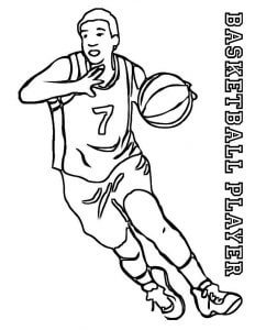 Dibujo de Jugador de Baloncesto Corriendo para Colorear y Imprimir