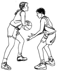 Dibujo de Niña y Niño Jugando Baloncesto para Colorear y Imprimir