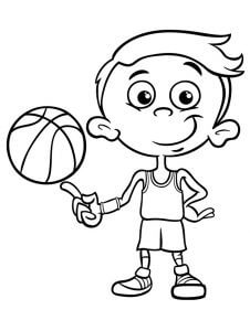 Dibujo de Niño Con Baloncesto para Colorear y Imprimir