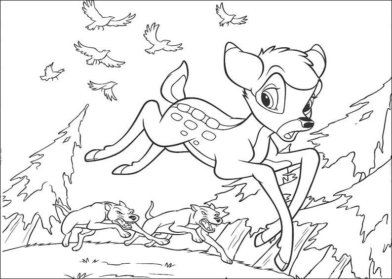 Dibujo de Bambi Corriendo para Colorear y Imprimir