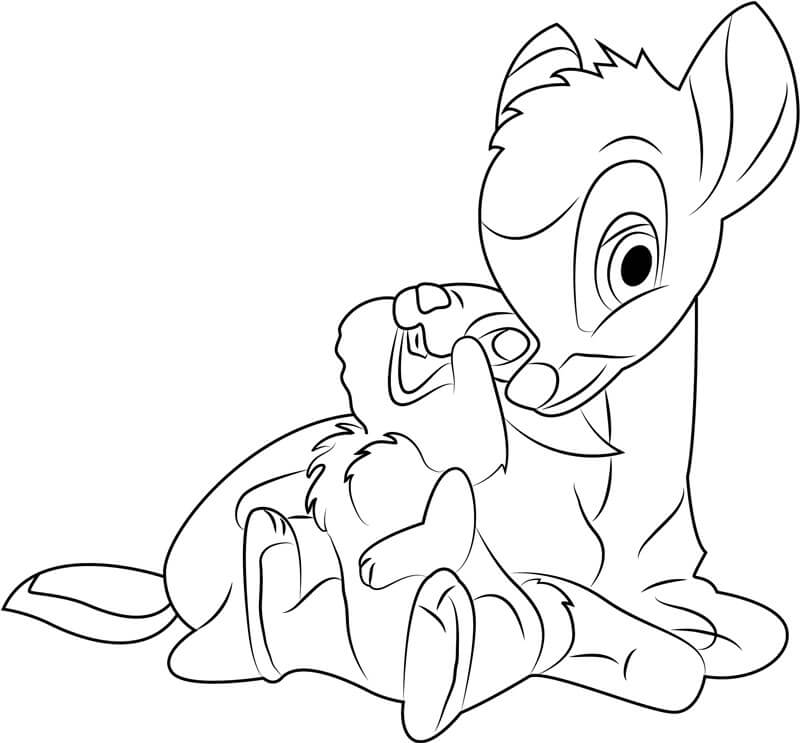 Dibujo de Bambi y Thumper para Colorear y Imprimir