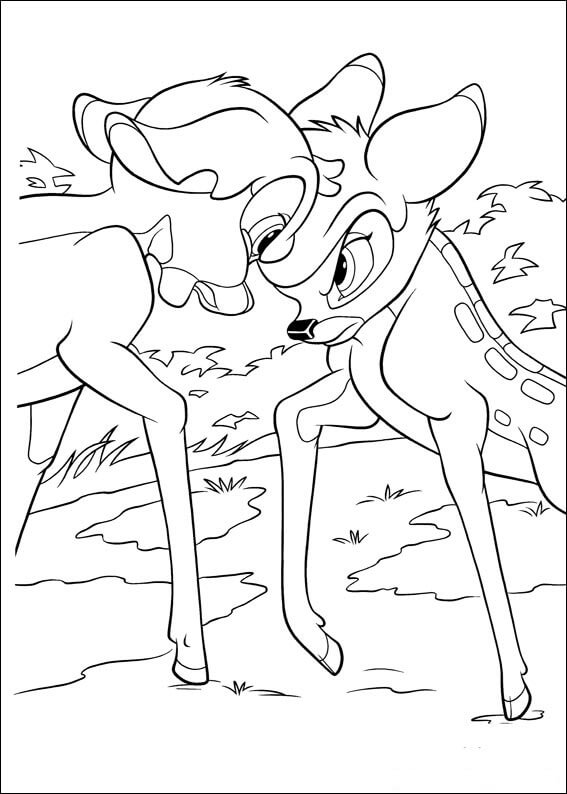 Dibujo de Ronno y Bambi para Colorear y Imprimir