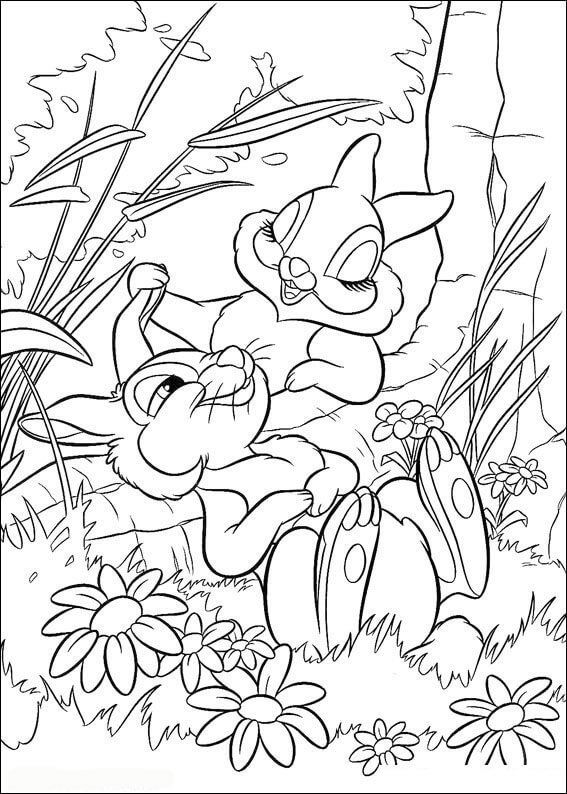 Dibujo de Thumper y Señorita Conejito para Colorear y Imprimir