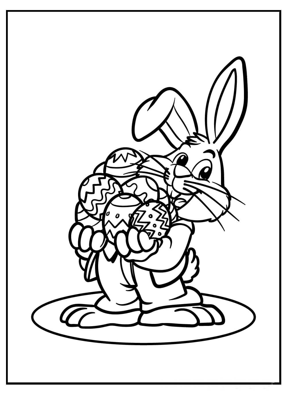 Dibujo de Bugs Bunny Sosteniendo Huevos de Pascua para Colorear y Imprimir