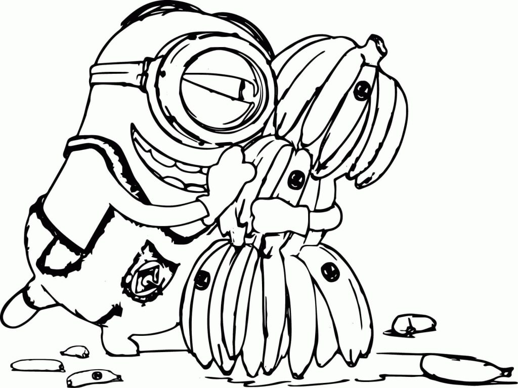Dibujo de Minion de Dibujo Con Plátano para Colorear y Imprimir