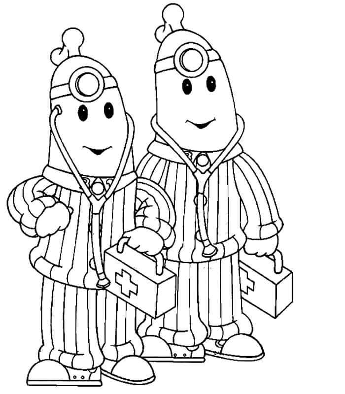 Dibujo de Doctores Plátanos En Pijama para Colorear y Imprimir