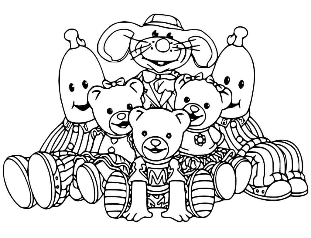 Dibujo de Plátanos En Pijama y Amigos para Colorear y Imprimir