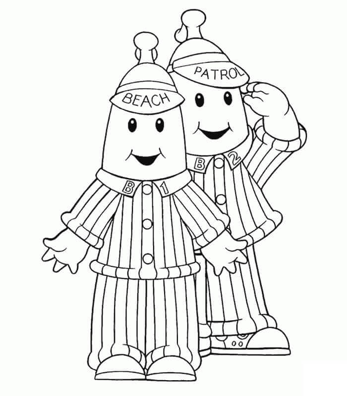Dibujo de Plátanos Lindos En Pijama para Colorear y Imprimir