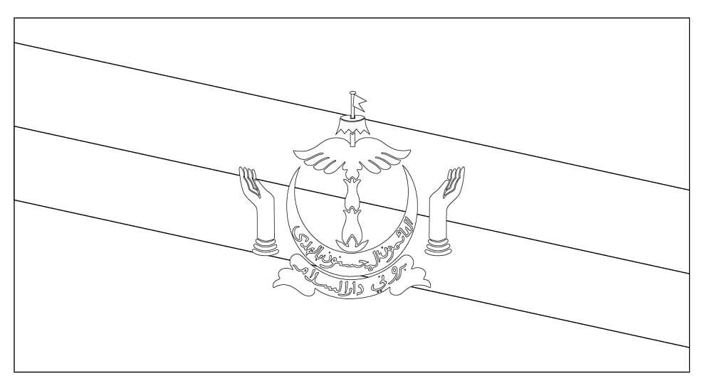 Dibujo de Bandera de Brunei para Colorear y Imprimir