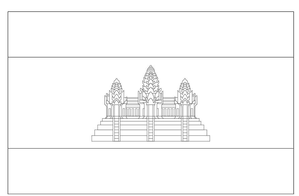 Dibujo de Bandera de Camboya para Colorear y Imprimir