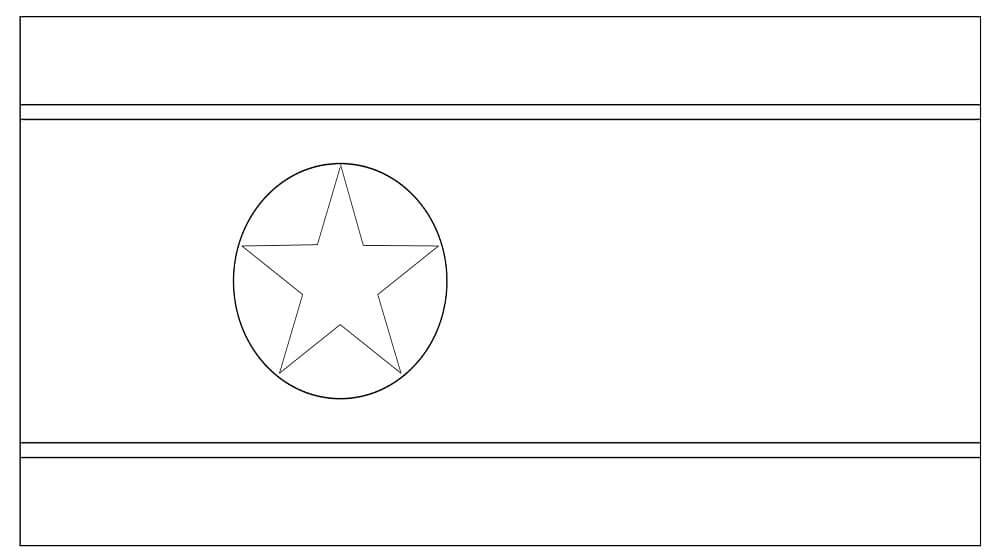Dibujo de Bandera de Corea Del Norte para Colorear y Imprimir