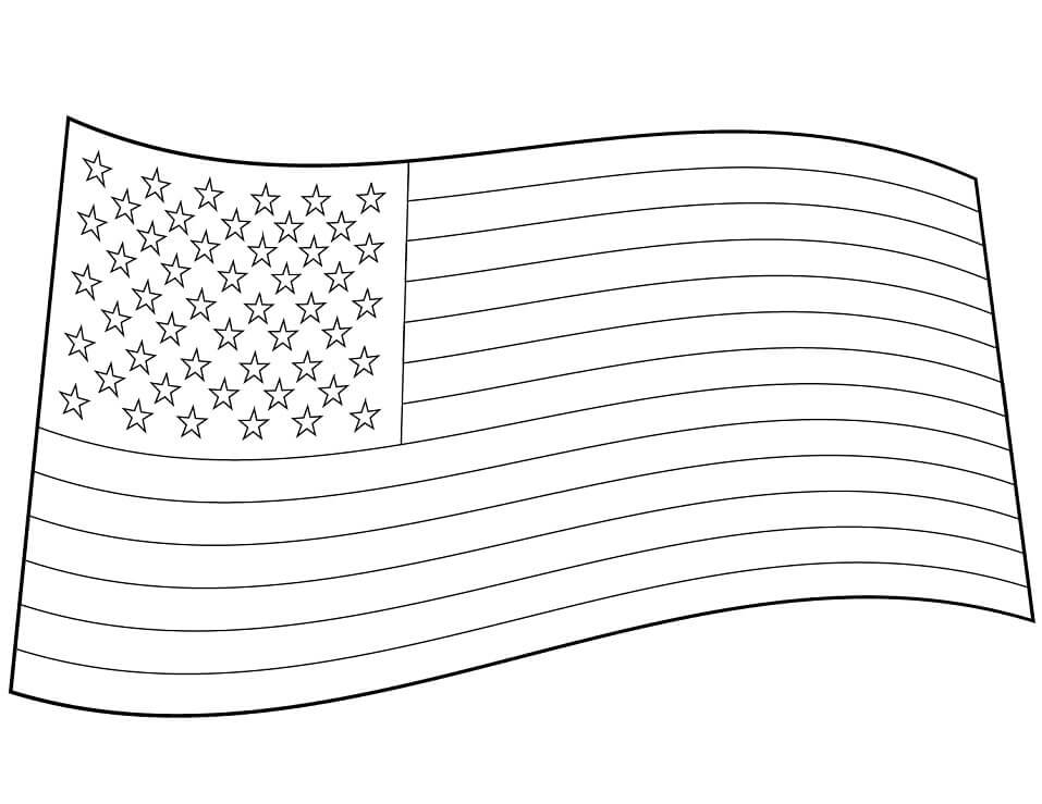 Dibujo de Bandera de Ee Uu para Colorear y Imprimir
