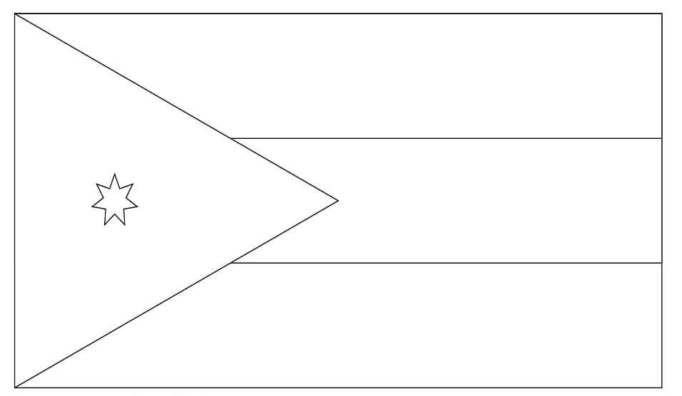 Dibujo de Bandera de Jordania para Colorear y Imprimir