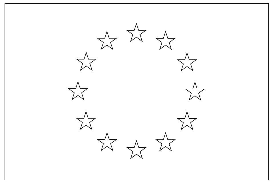 Dibujo de Bandera de La Union Europea para Colorear y Imprimir