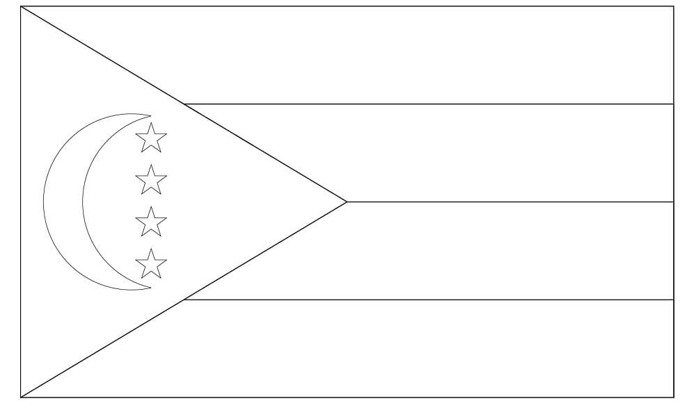 Dibujo de Bandera de Las Comoras para Colorear y Imprimir