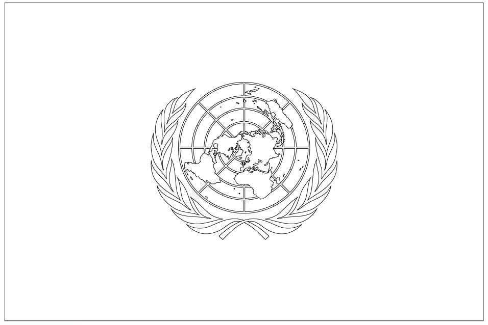 Dibujo de Bandera de Las Naciones Unidas para Colorear y Imprimir