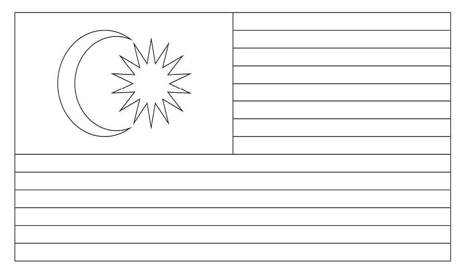Dibujo de Bandera de Malasia para Colorear y Imprimir
