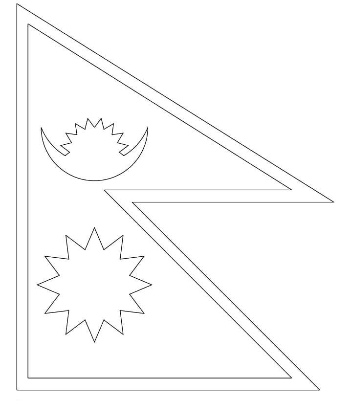 Dibujo de Bandera de Nepal para Colorear y Imprimir