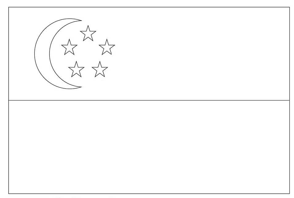 Dibujo de Bandera de Singapur para Colorear y Imprimir