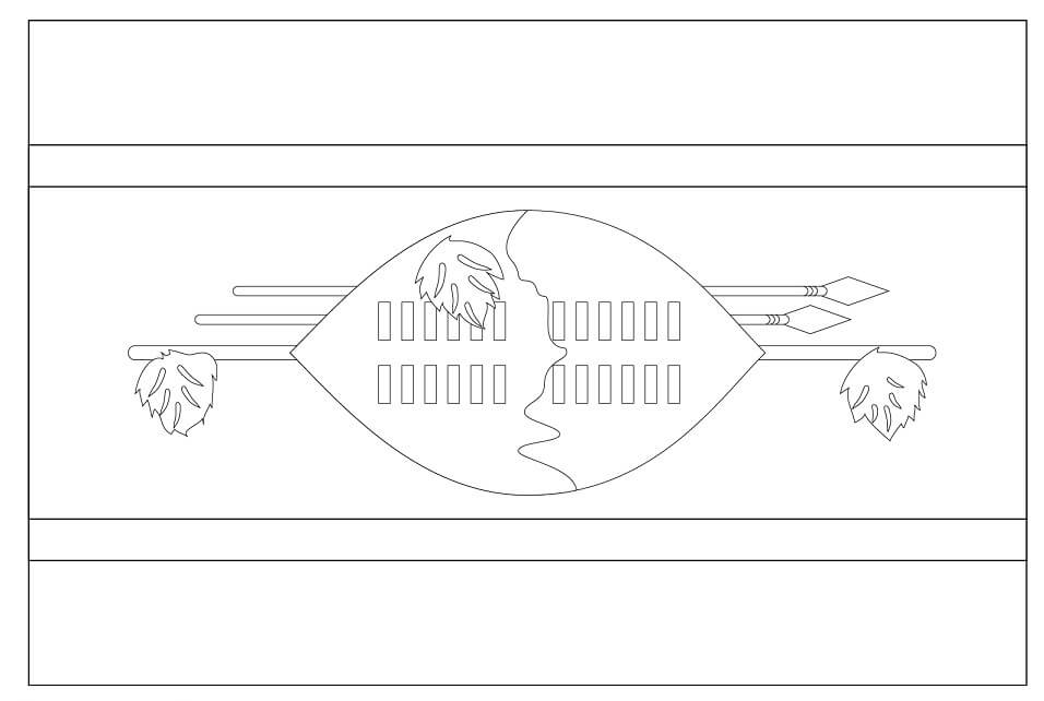 Dibujo de Bandera de Swazilandia para Colorear y Imprimir