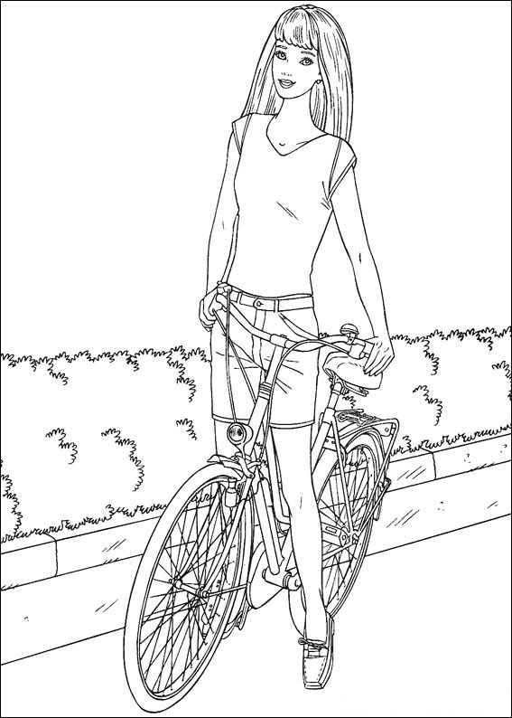 Dibujo de Barbie Ciclismo para Colorear y Imprimir