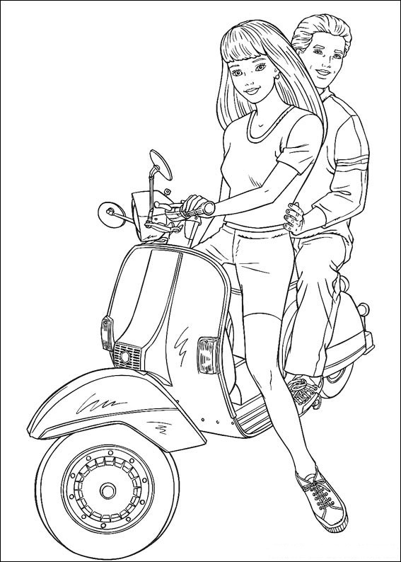 Dibujo de Barbie Con Ken para Colorear y Imprimir