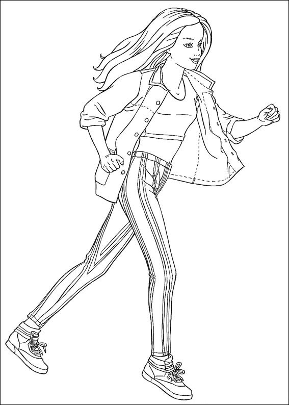 Dibujo de Barbie Corriendo para Colorear y Imprimir