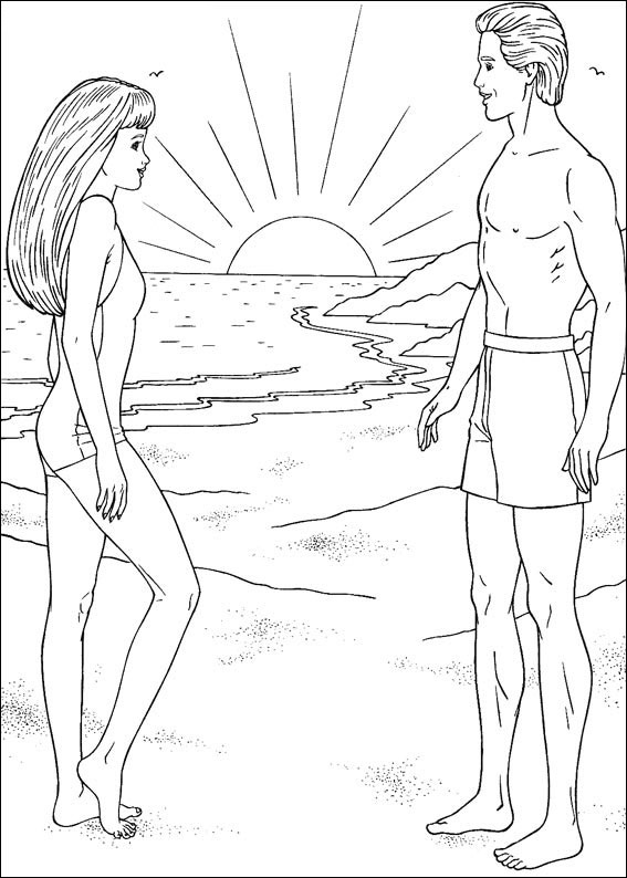 Dibujo de Barbie En La Playa para Colorear y Imprimir