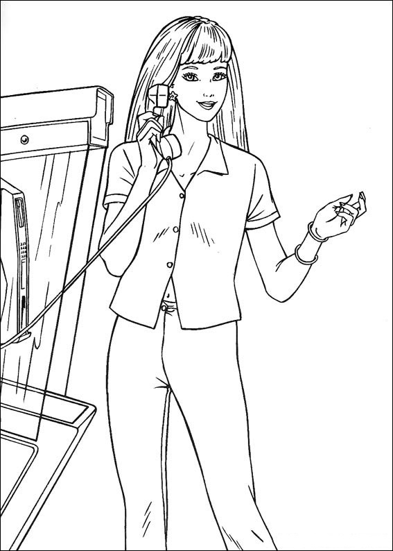 Dibujo de Barbie Llamando para Colorear y Imprimir