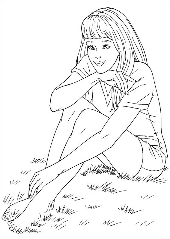 Dibujo de Barbie Mirando para Colorear y Imprimir