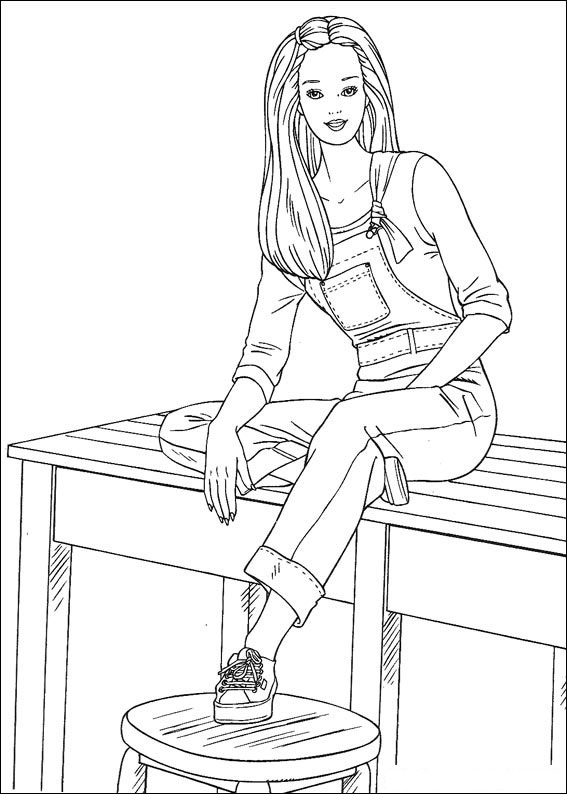 Dibujo de Barbie Sonriendo para Colorear y Imprimir