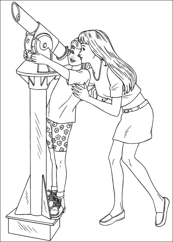 Dibujo de Barbie y Stacie Mirando Estrellas para Colorear y Imprimir