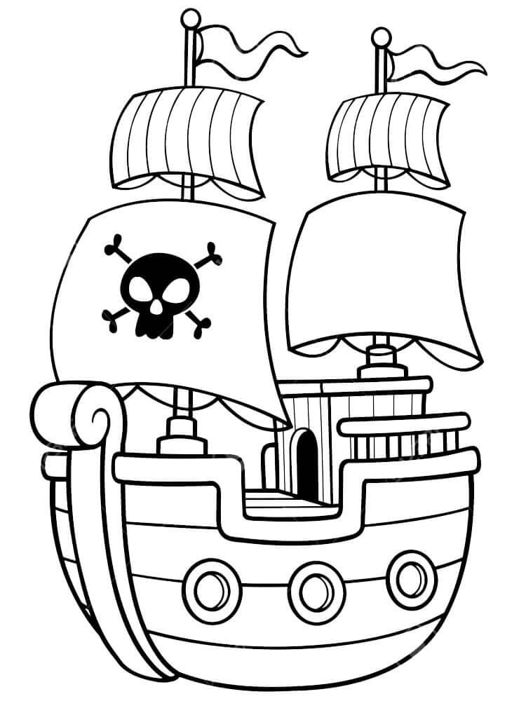 Dibujo de Barco Pirata Sencillo para Colorear y Imprimir