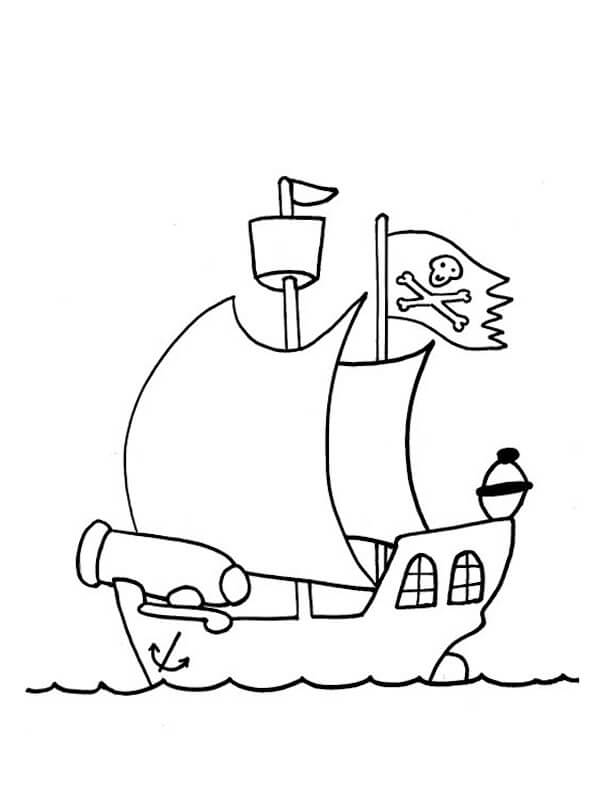 Dibujo de Dibujo Barco Pirata para Colorear y Imprimir