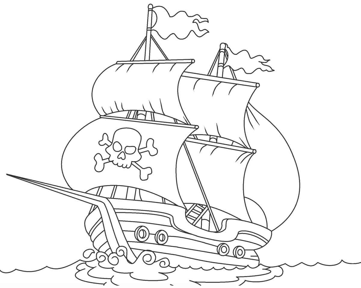 Dibujo de Gran Barco Pirata para Colorear y Imprimir
