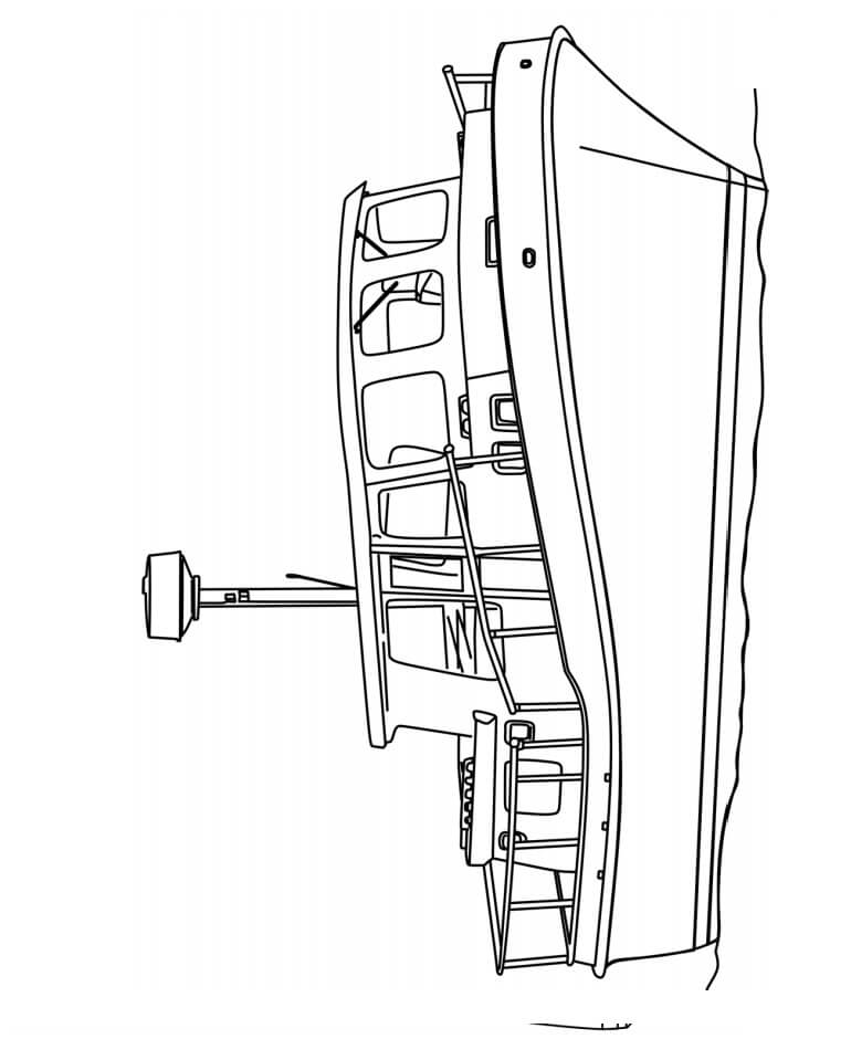 Dibujo de Barco de Arrastre para Colorear y Imprimir