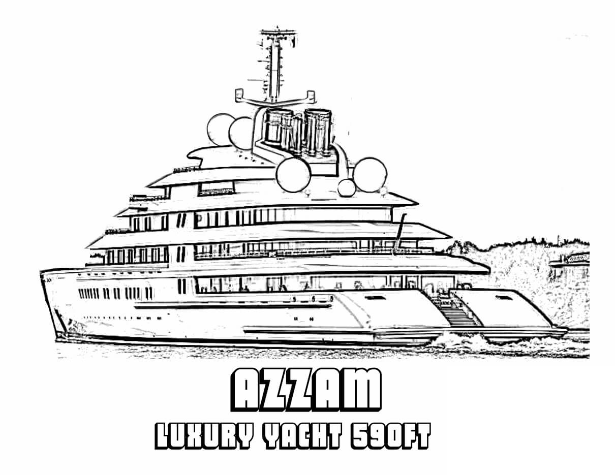 Dibujo de Barco Súper Yate para Colorear y Imprimir