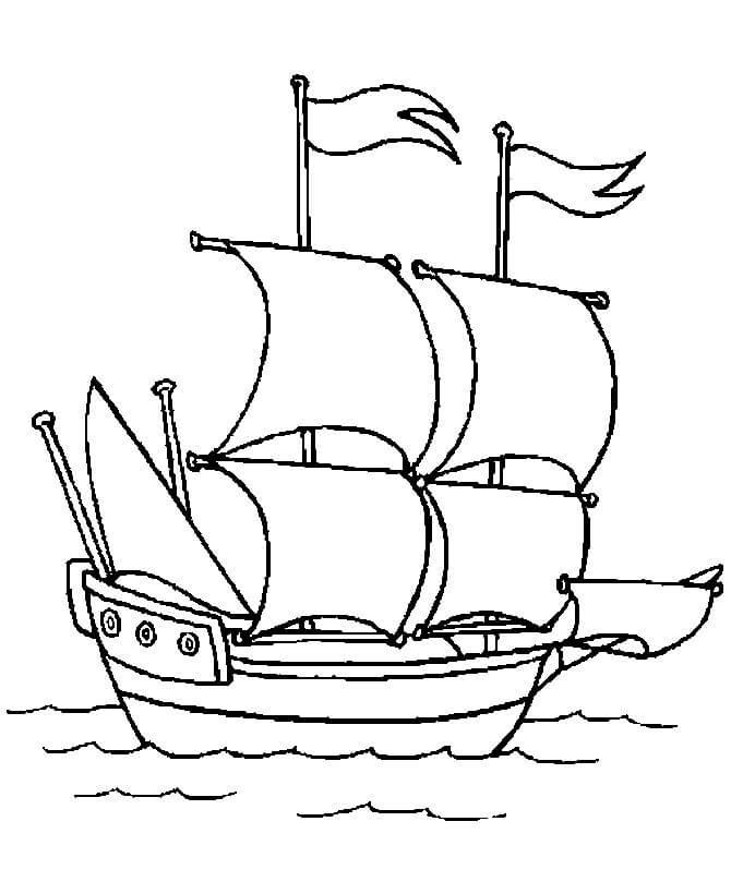dibujo adorable barco imprimir y colorear