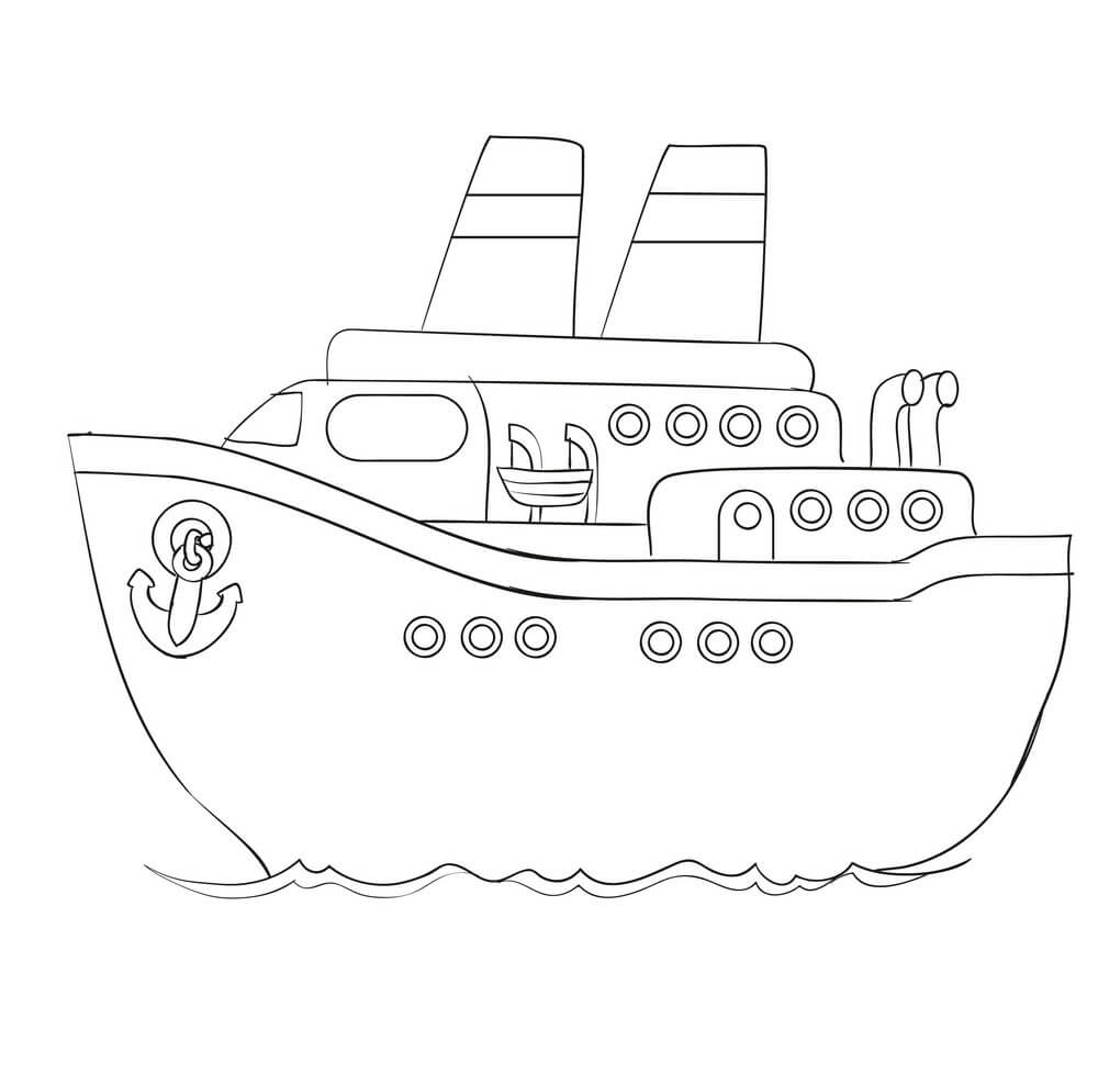 dibujo barco de crucero de bosquejo imprimir y colorear