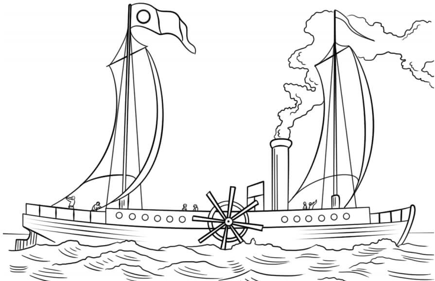dibujo barco de vapor clermont 1 imprimir y colorear