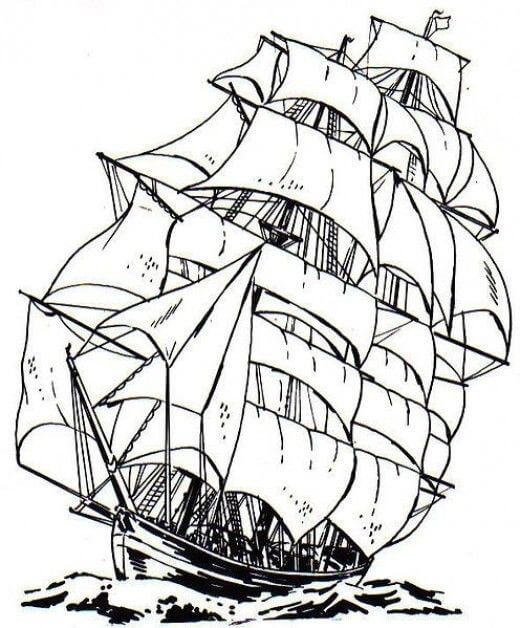 dibujo barco fresco imprimir y colorear