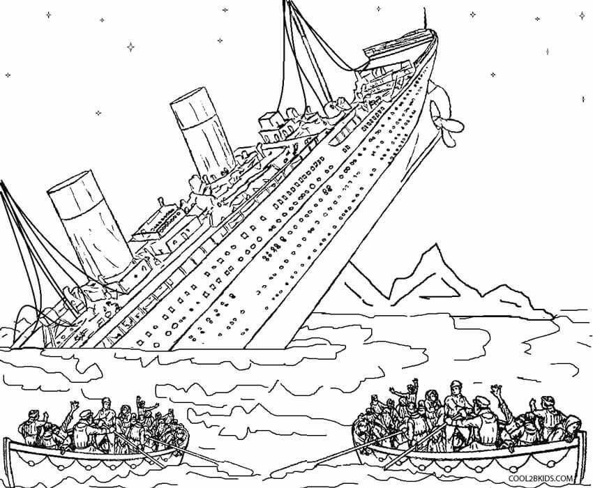dibujo barco hundido imprimir y colorear