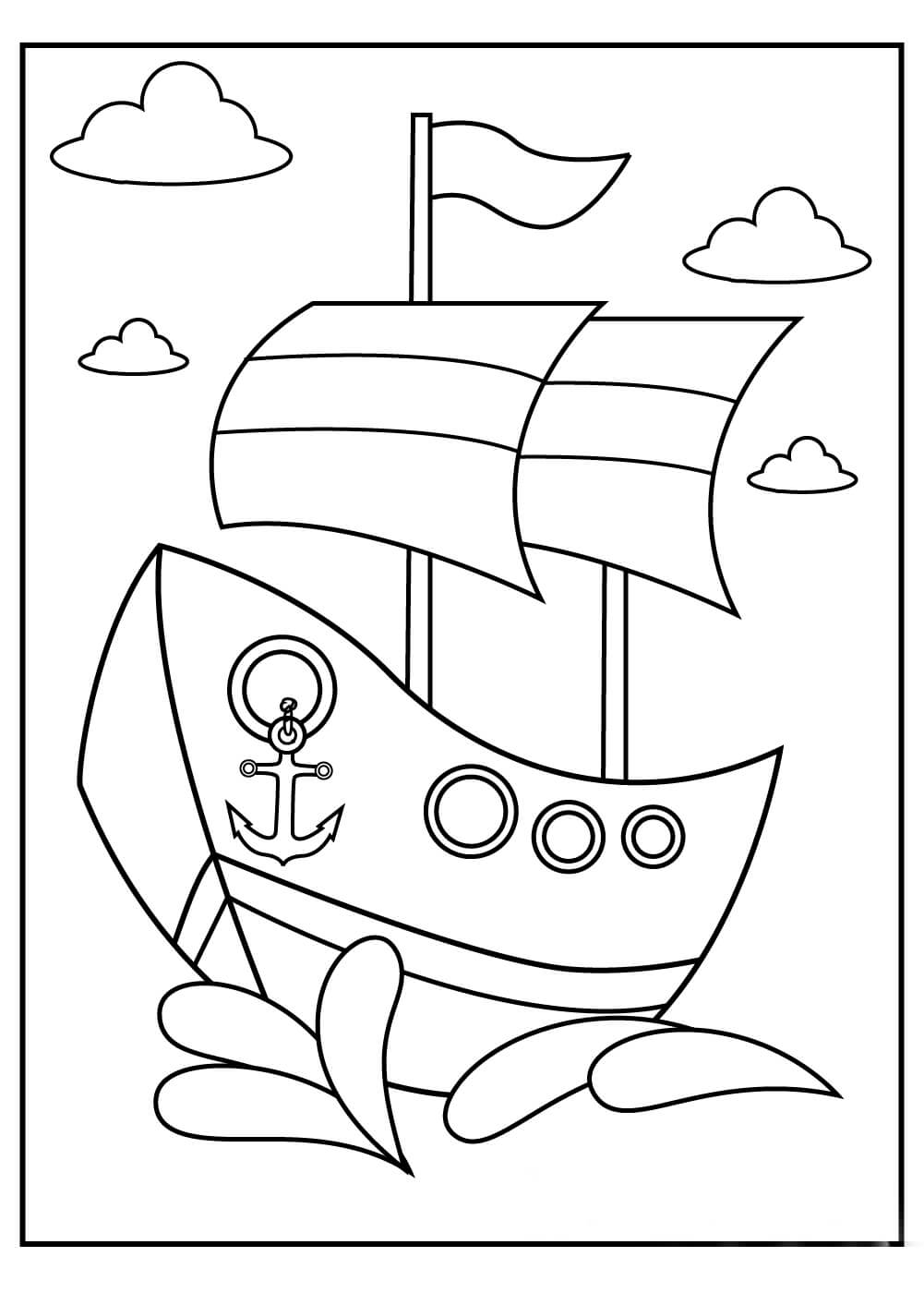 dibujo barco normal imprimir y colorear