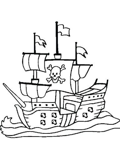 dibujo barco pirata fresco imprimir y colorear