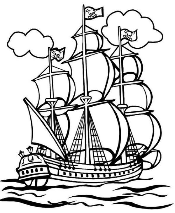 dibujo barco pirata imprimir y colorear