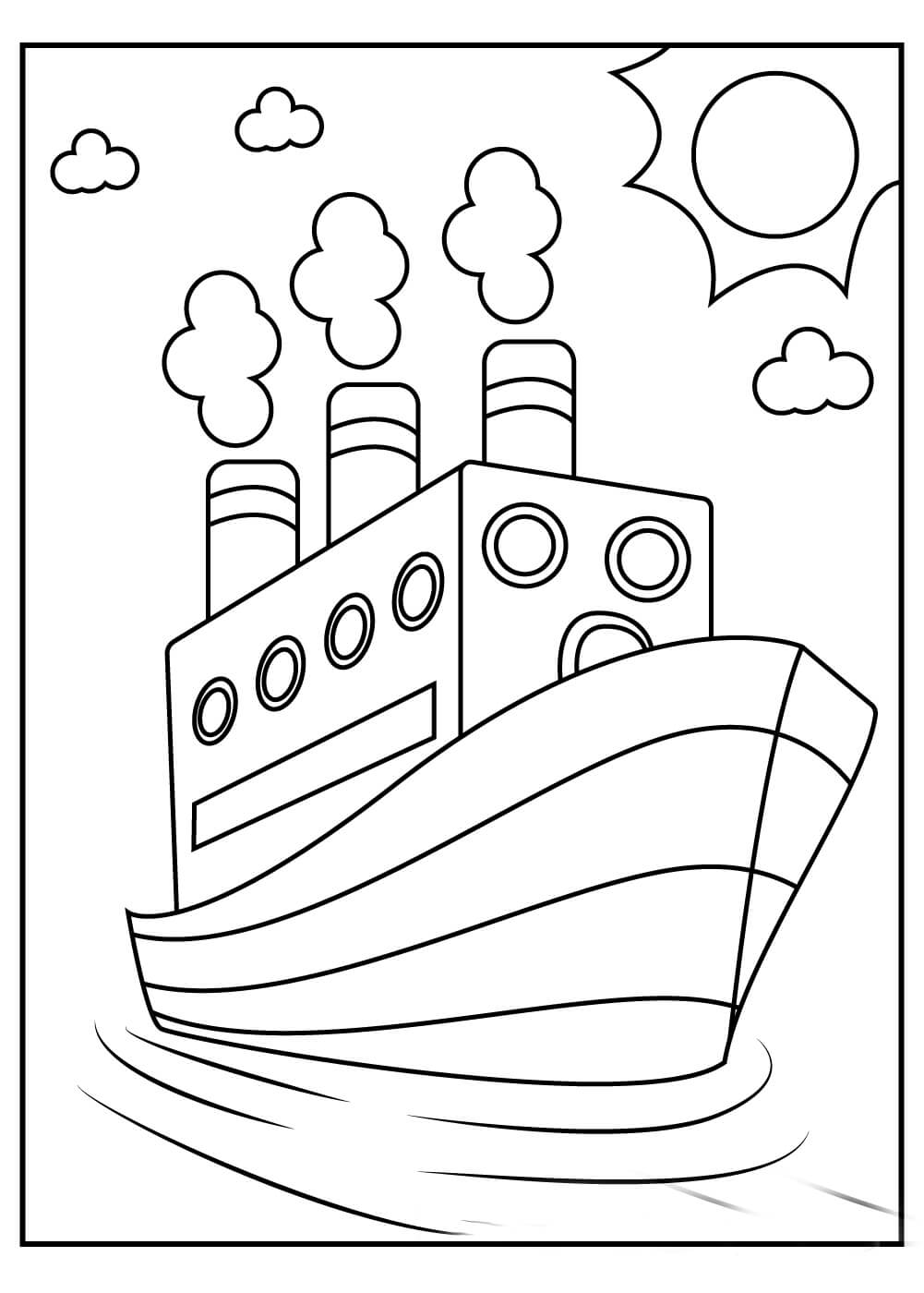 dibujo barco simple imprimir y colorear