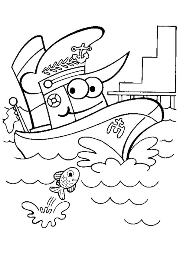 dibujo barco sonriente imprimir y colorear