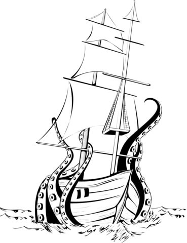 dibujo nave de ataque de pulpo gigante imprimir y colorear